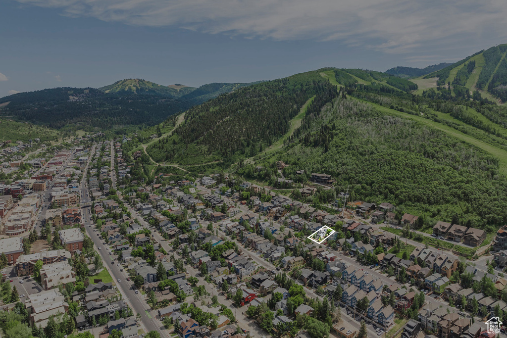 View of mountain background with nearby suburban area