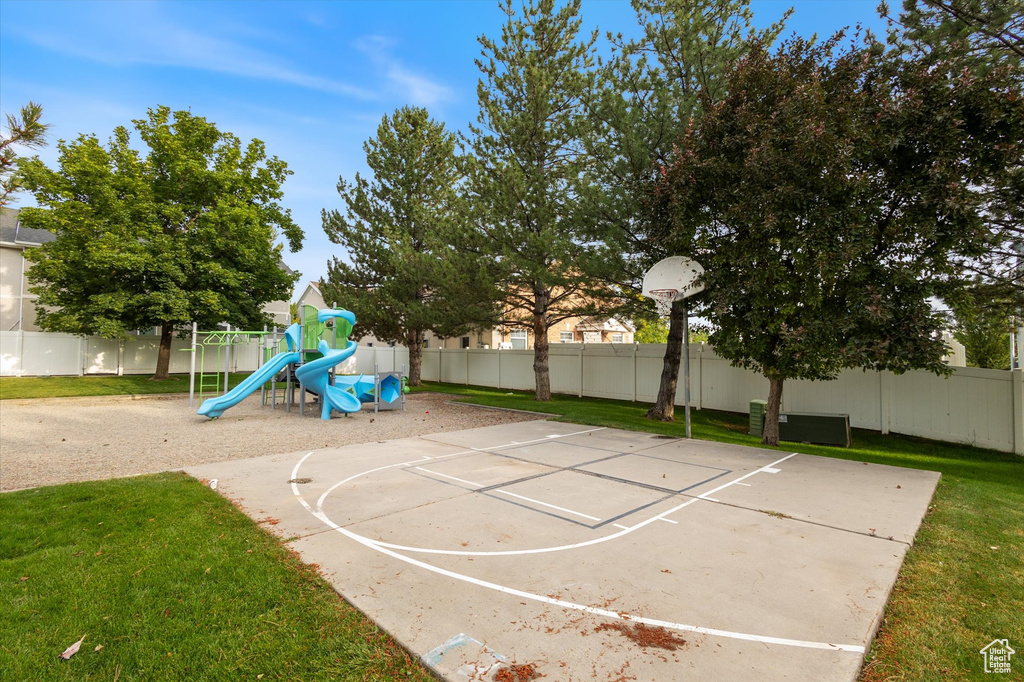 View of sport court featuring community basketball court