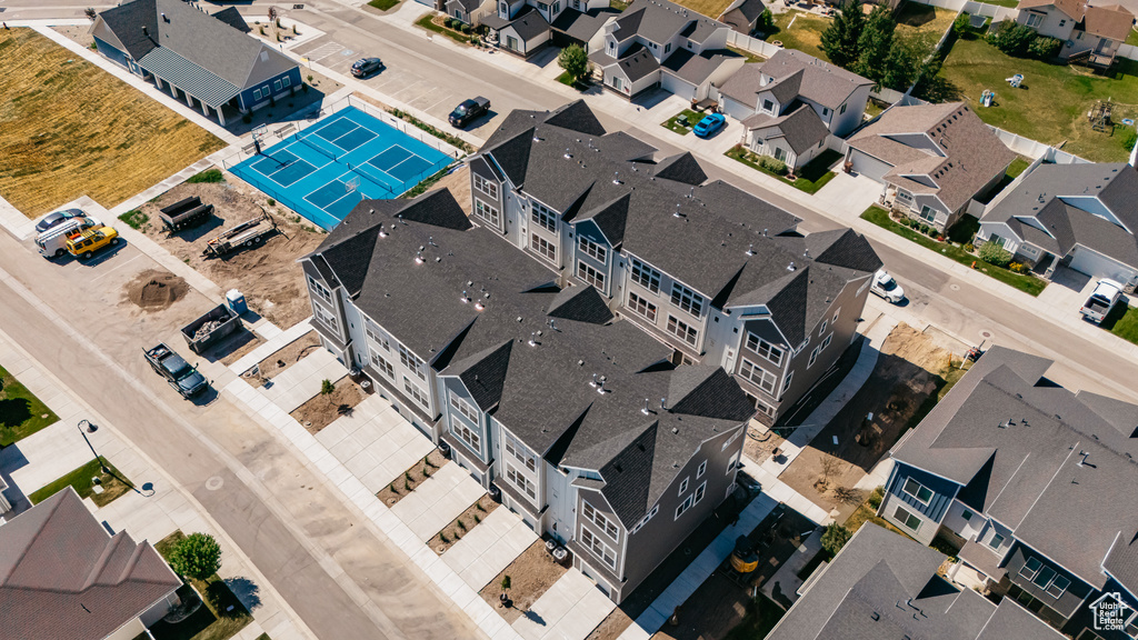 Aerial perspective of suburban area