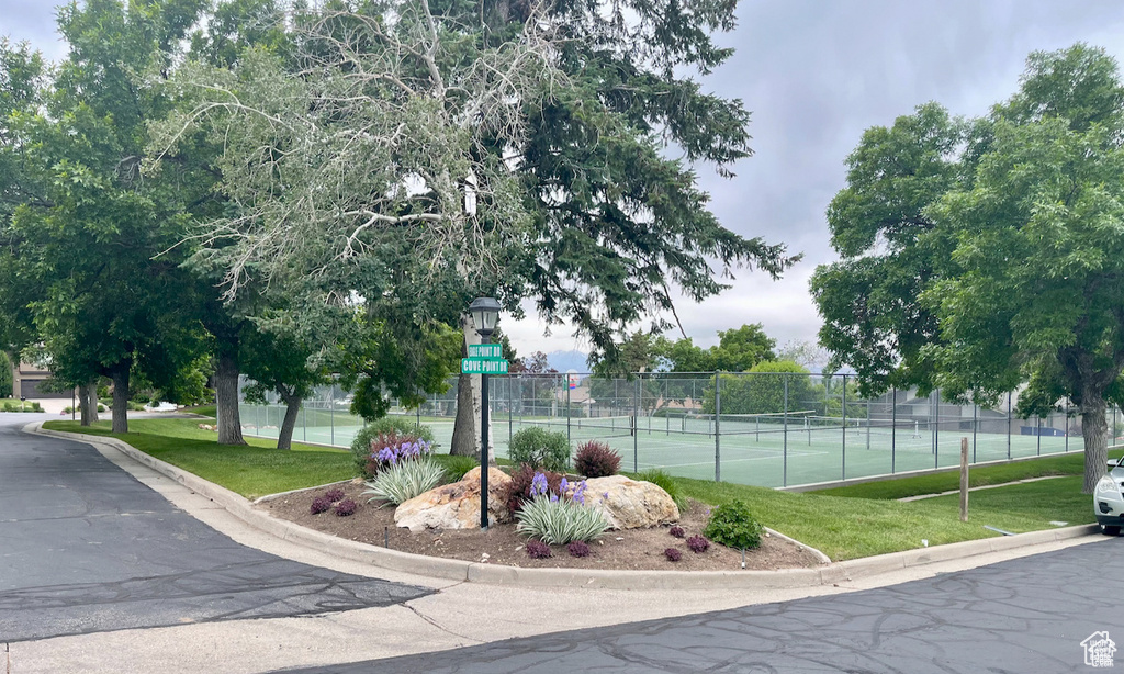View of tennis court