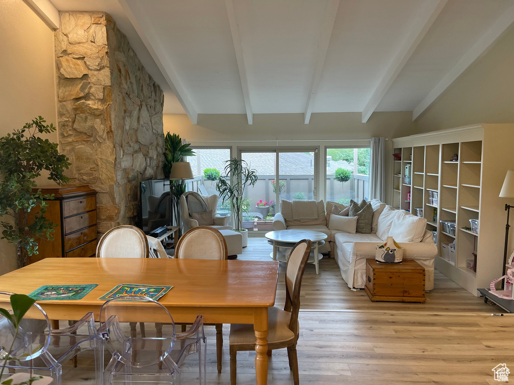 Dining area featuring light wood-type flooring