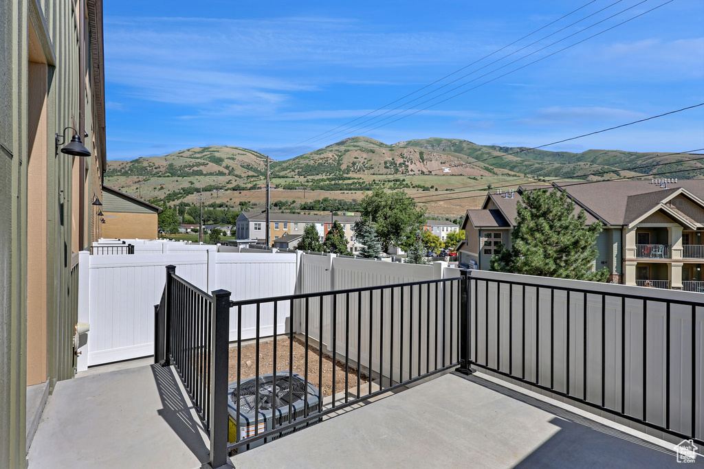 Balcony with a mountain view