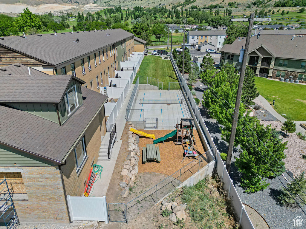 Aerial view of residential area