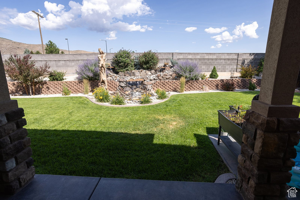 View of fenced backyard