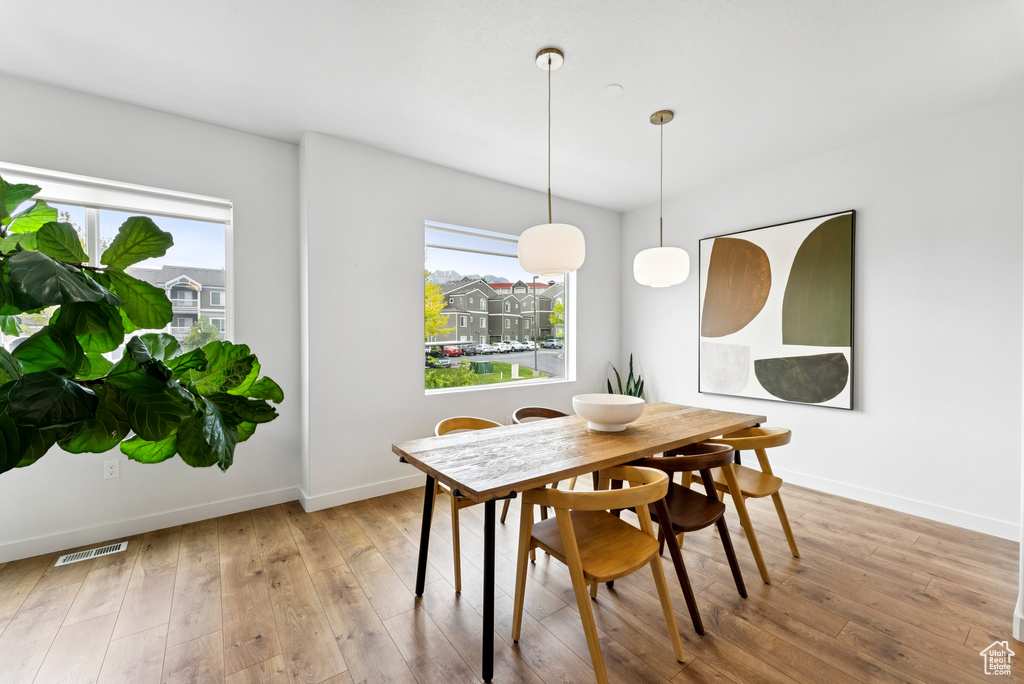 Dining area featuring healthy amount of natural light and wood-type flooring