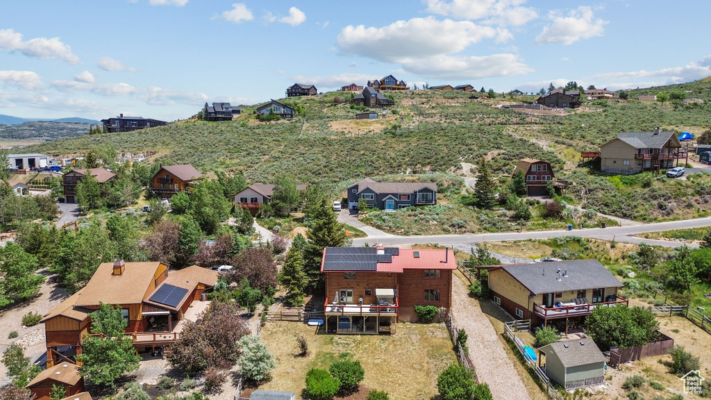 Aerial perspective of suburban area