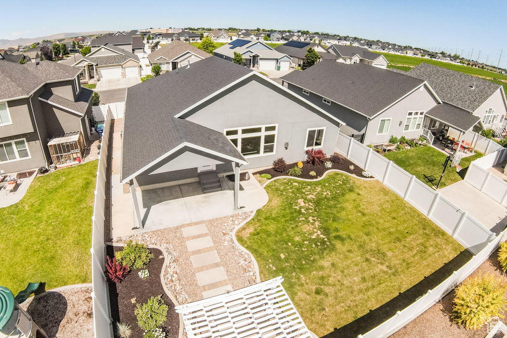 Aerial perspective of suburban area