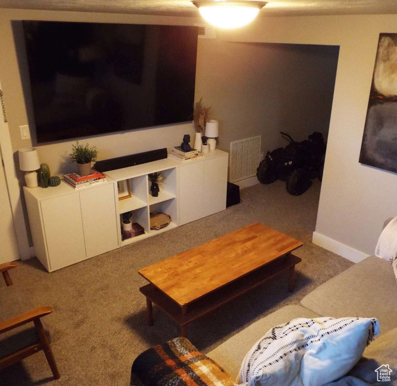Living room featuring carpet floors