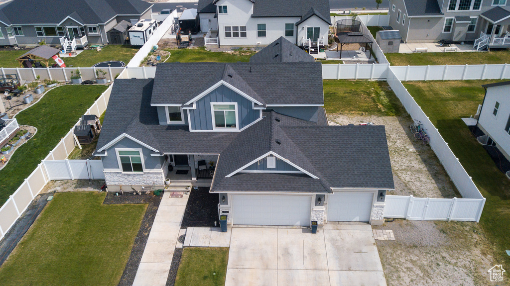 Aerial perspective of suburban area