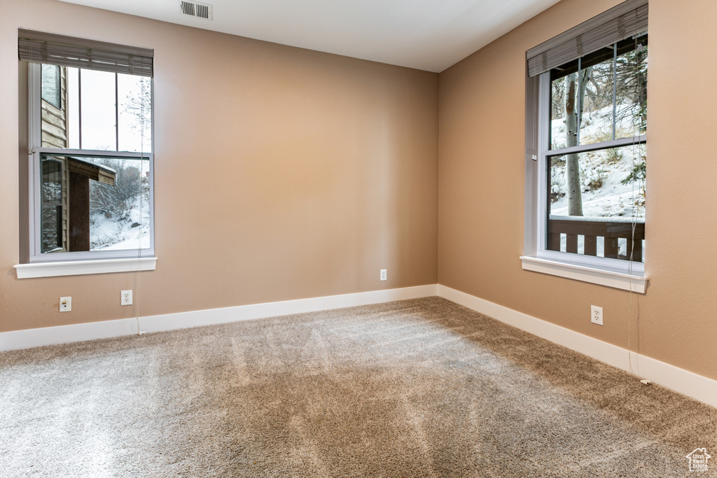 Carpeted spare room with plenty of natural light