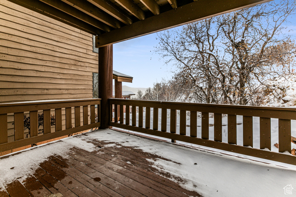 View of snow covered deck