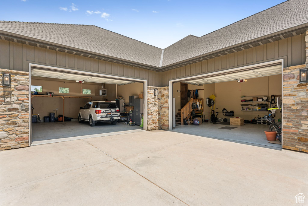 Garage with driveway