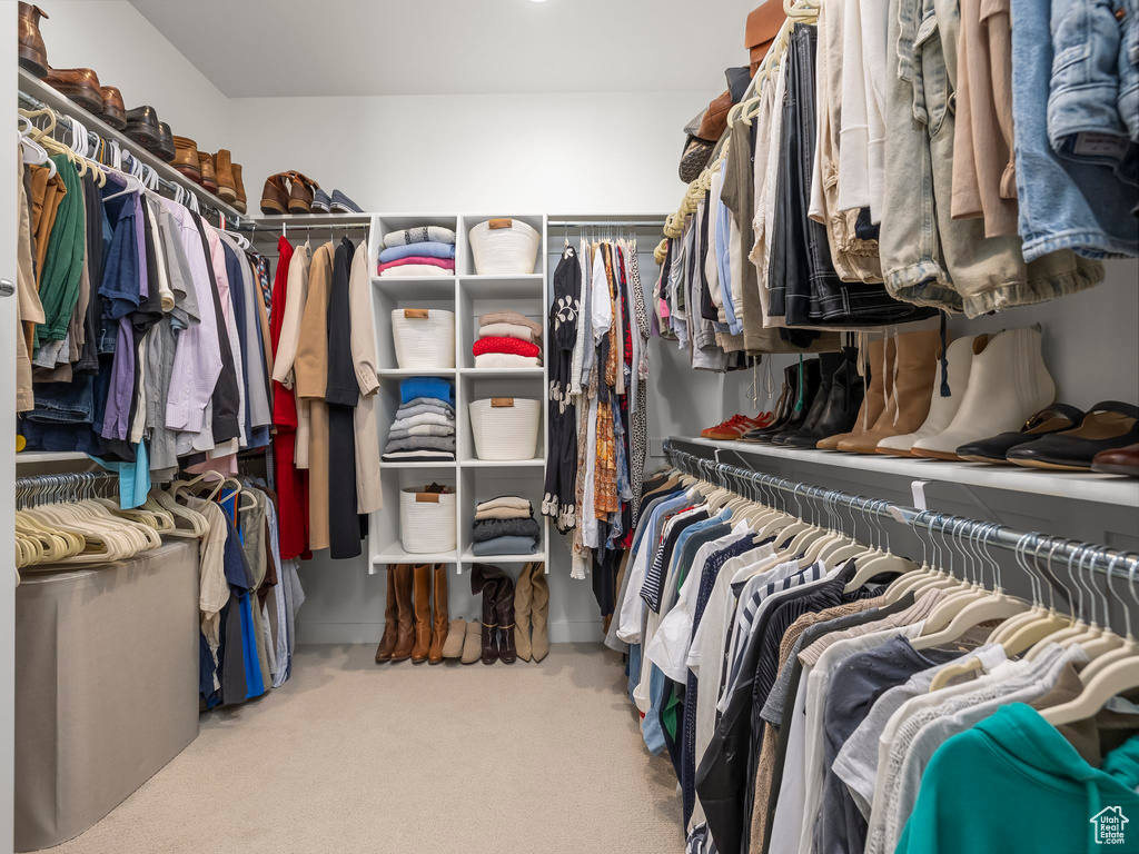 Walk in closet featuring carpet floors
