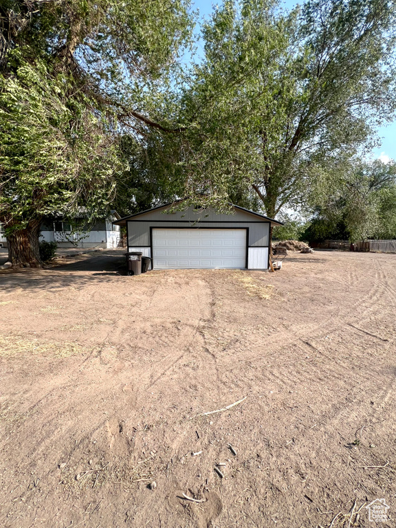 View of detached garage