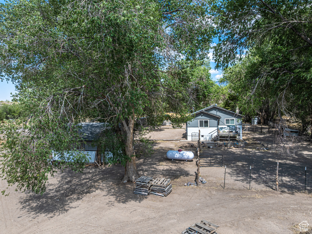View of yard with a deck