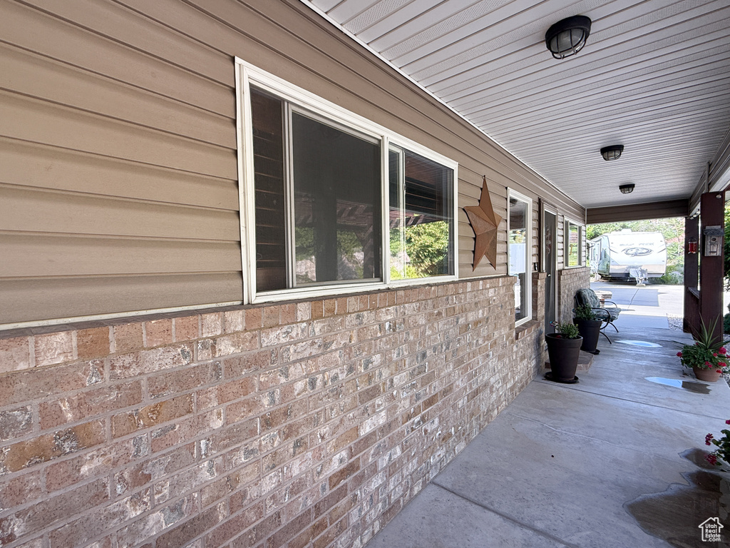 View of covered porch
