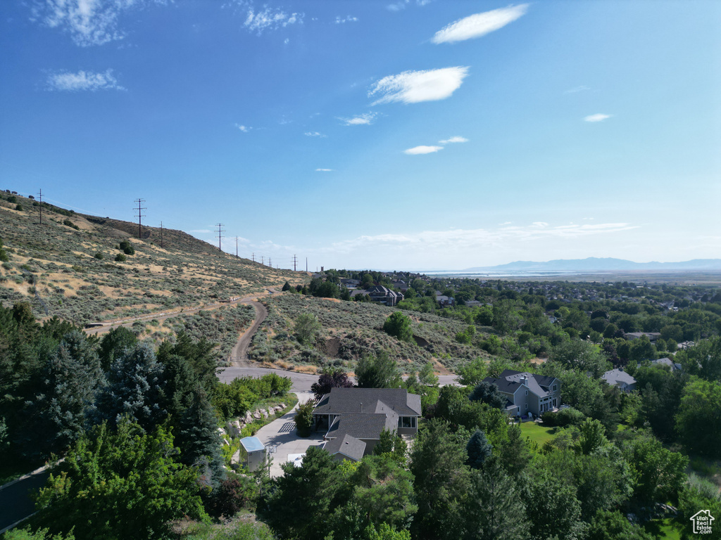 Aerial view of a mountainous background