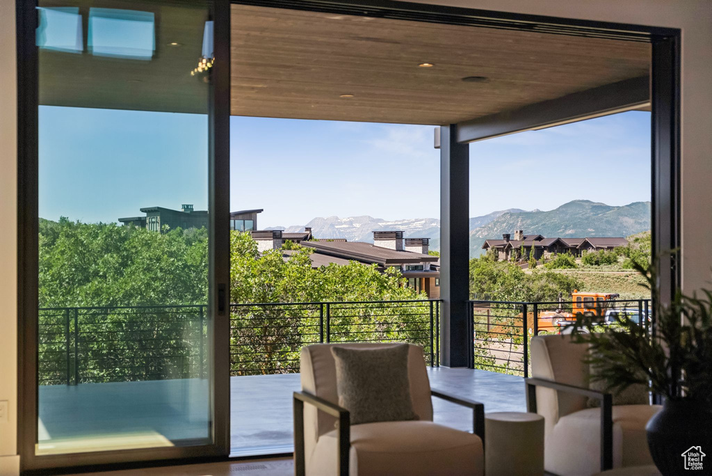 Balcony with a mountain view