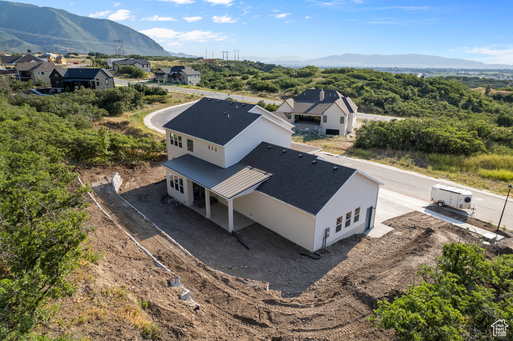 View from above of property featuring mountains