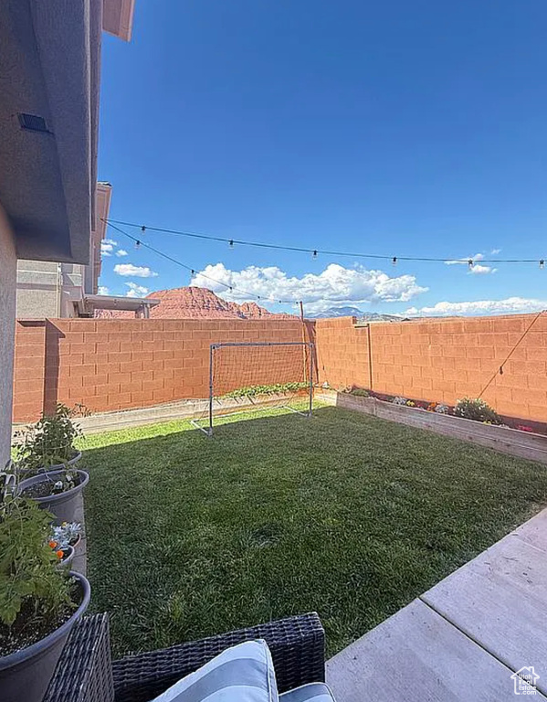 View of fenced backyard