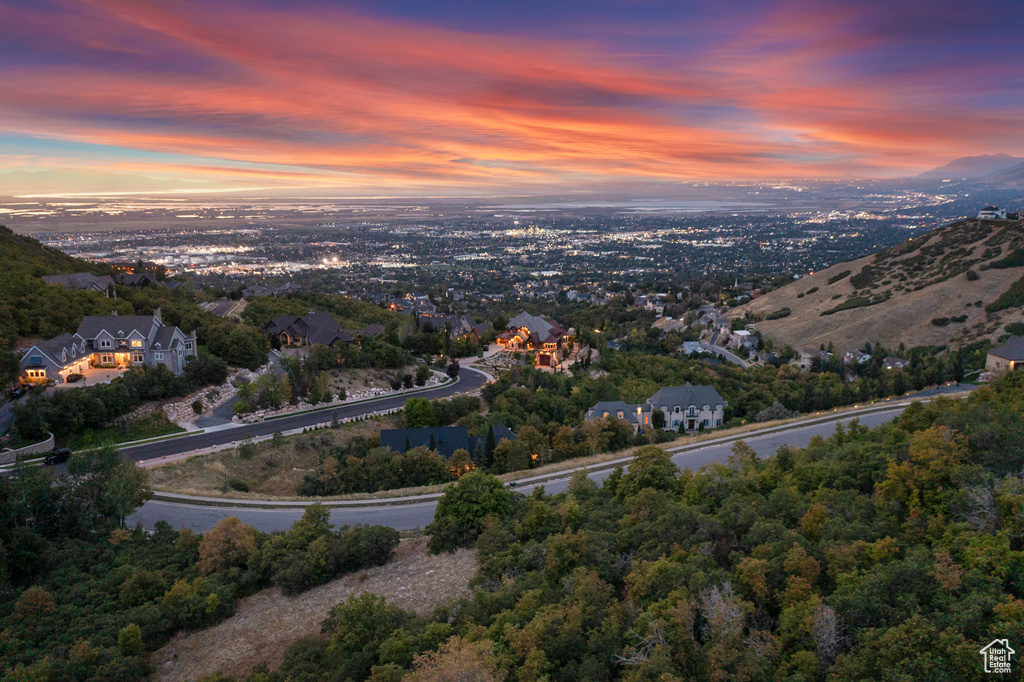Aerial view at dusk