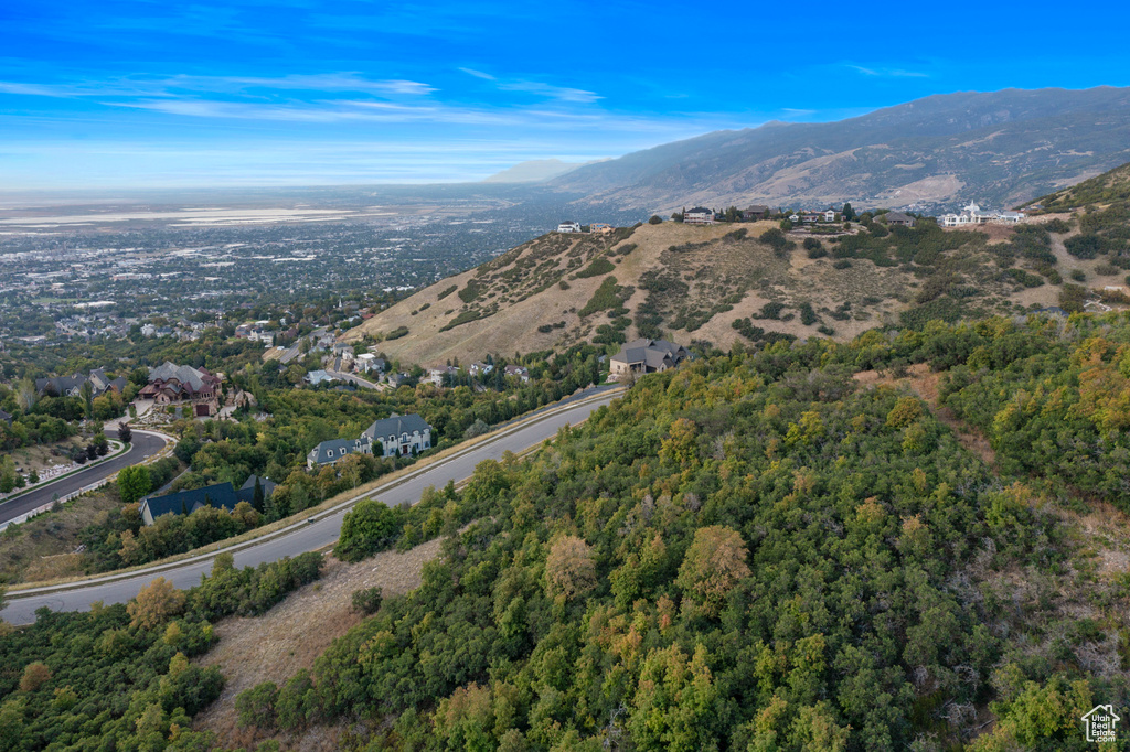 Drone / aerial view of a mountain backdrop
