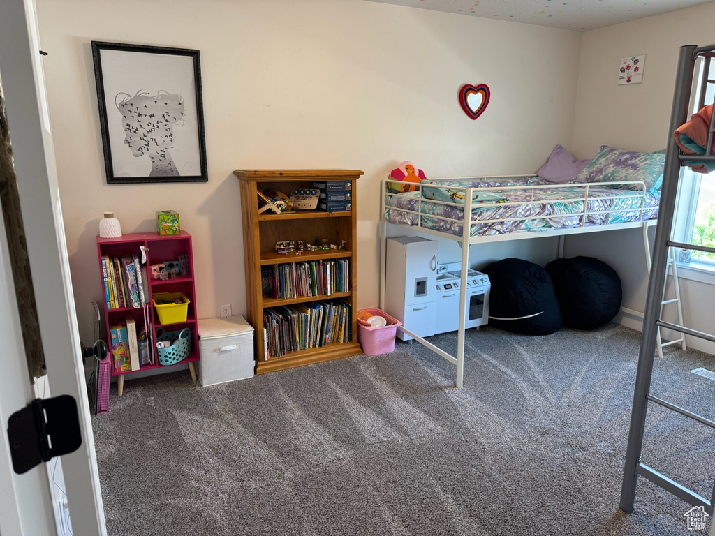Bedroom with carpet floors