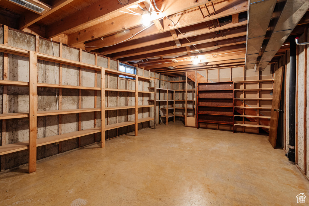 View of unfinished basement