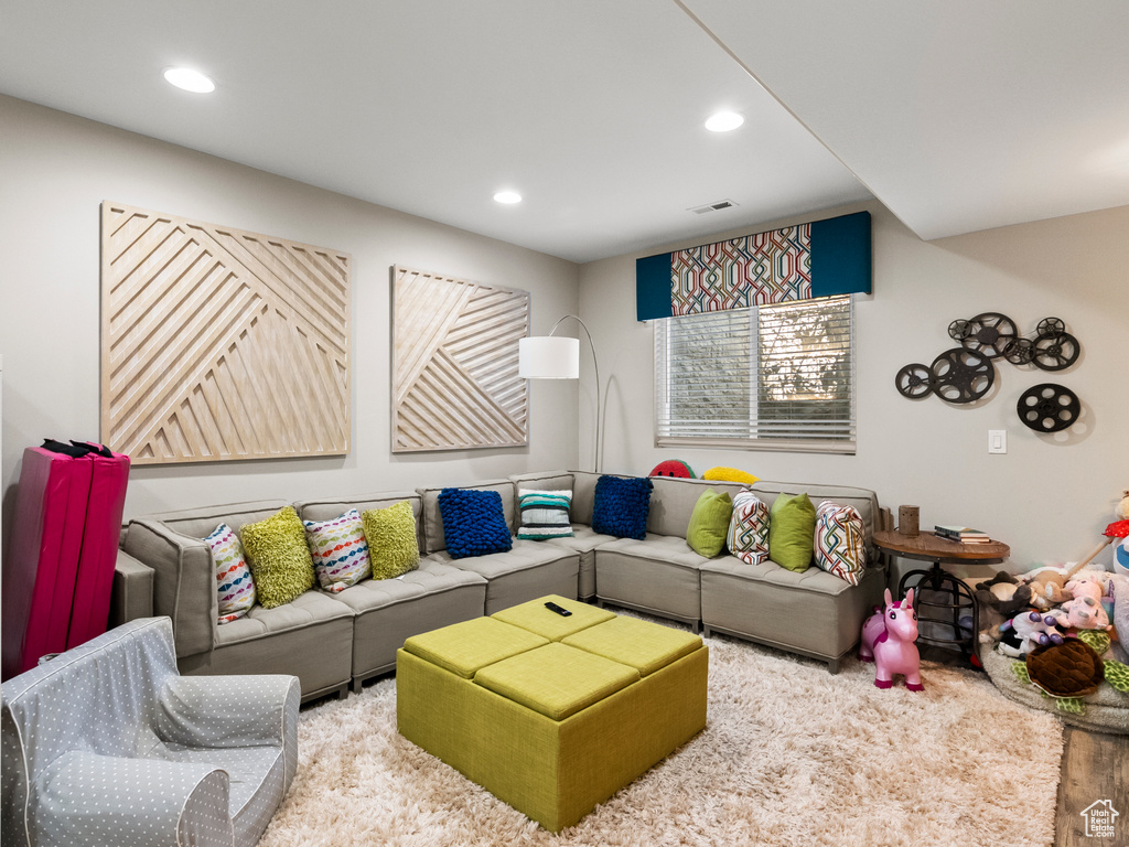 Living room with recessed lighting