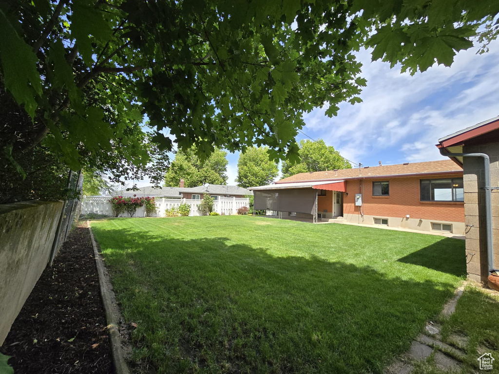 View of fenced backyard