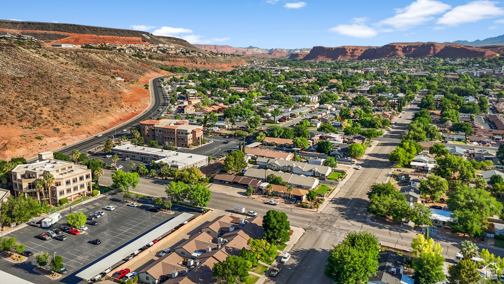 Aerial view of a mountainous background