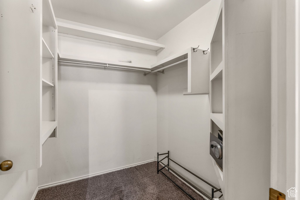 Walk in closet with carpet