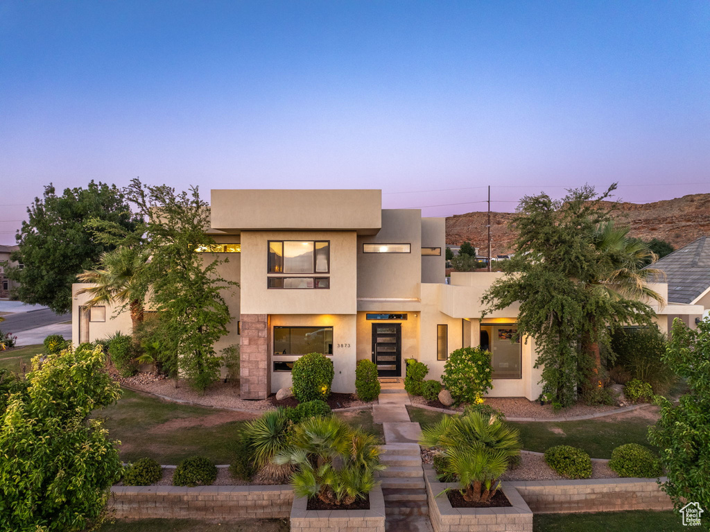 Contemporary house with stucco siding