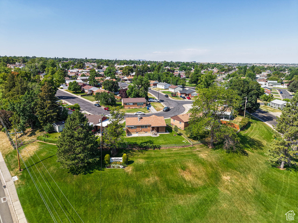 Aerial perspective of suburban area
