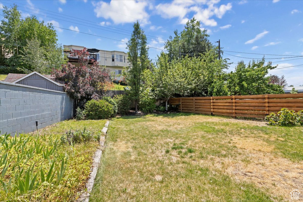 View of fenced backyard