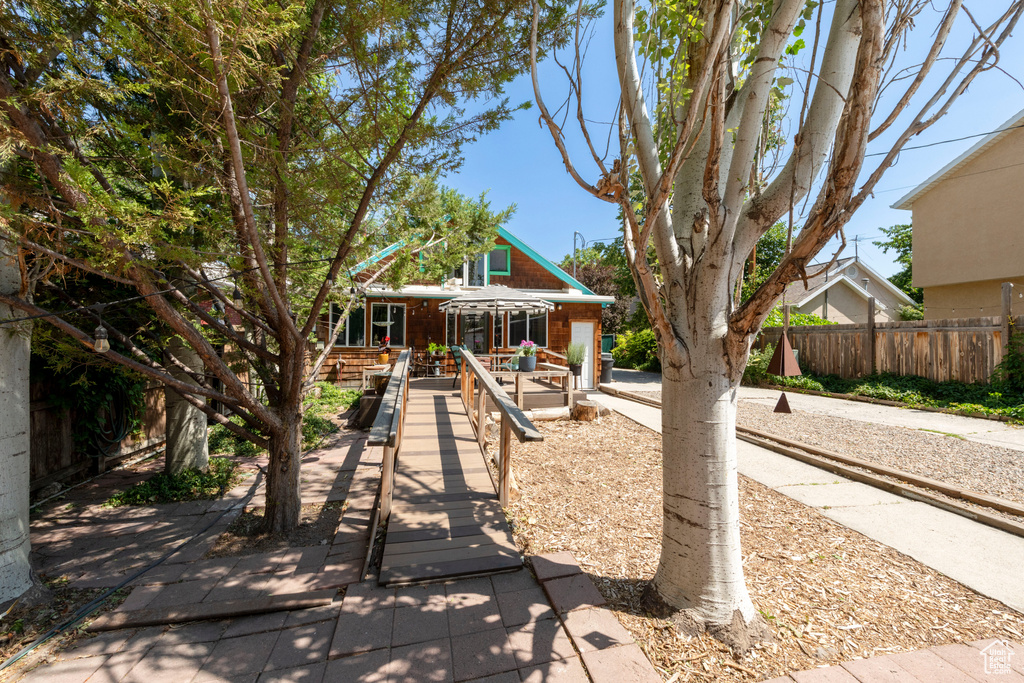 View of front of home featuring covered porch