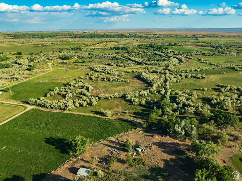 Aerial view of property and surrounding area with rural landscape
