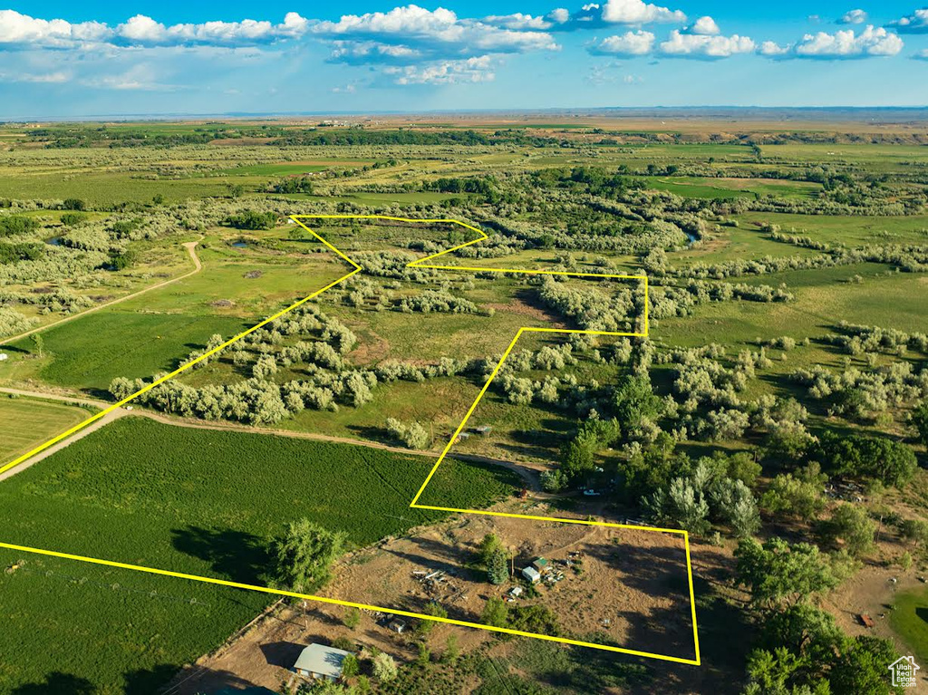 Overview of rural landscape with property parcel outlined