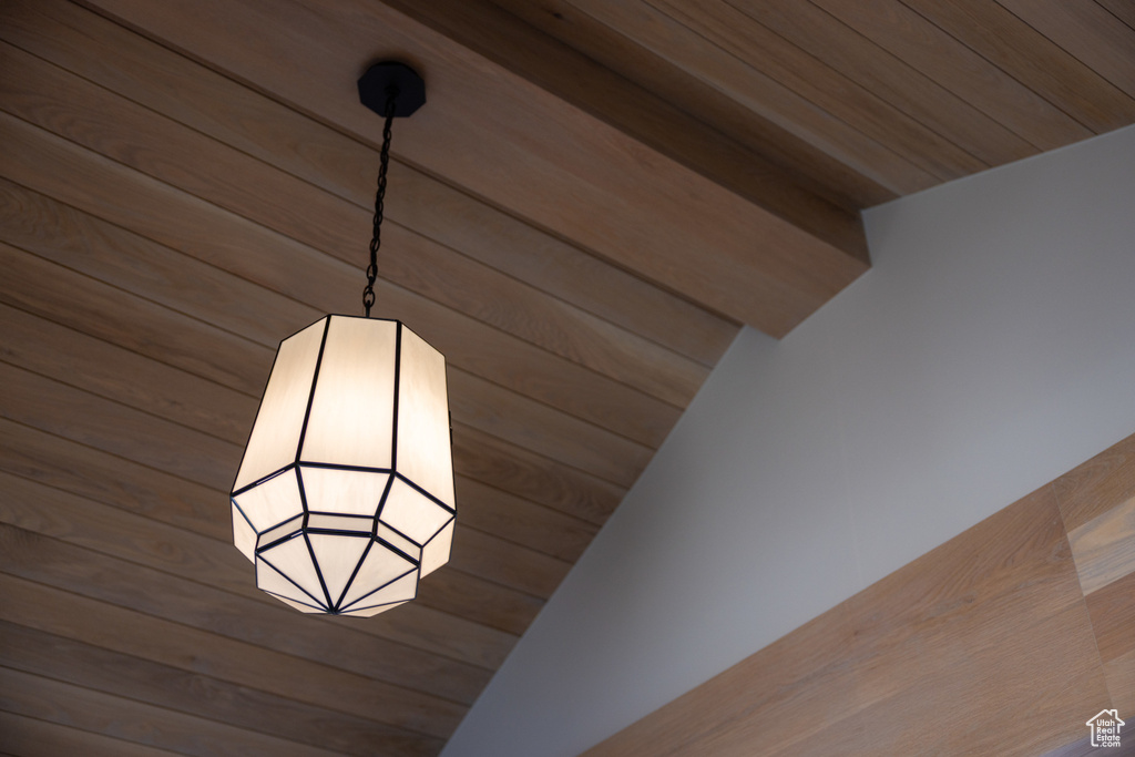 Detailed view of wood ceiling