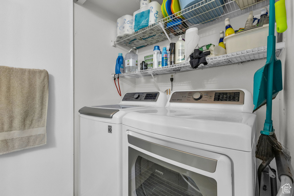 Laundry room featuring washer and dryer