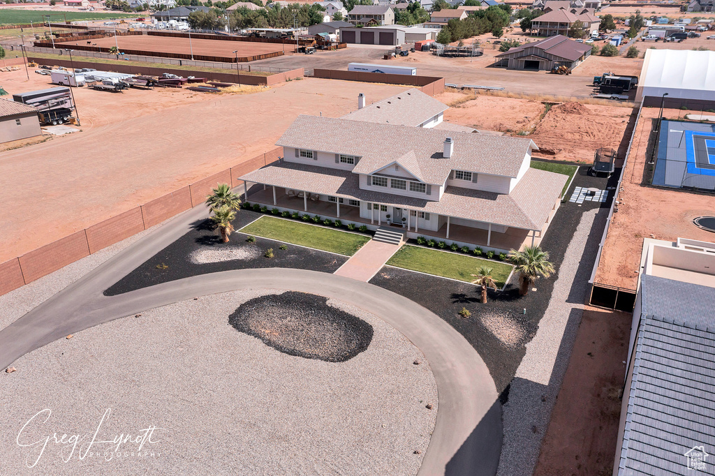 Aerial perspective of suburban area
