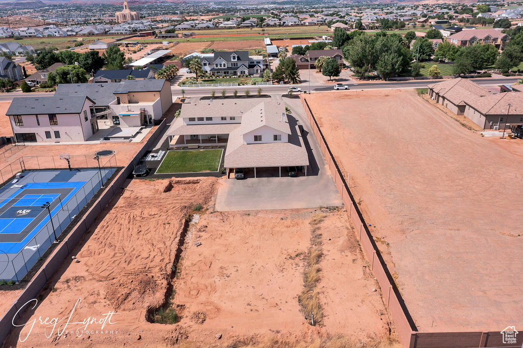 Aerial view of residential area