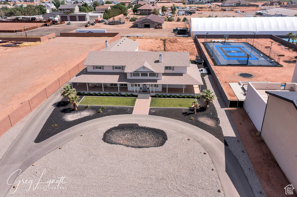 Aerial perspective of suburban area