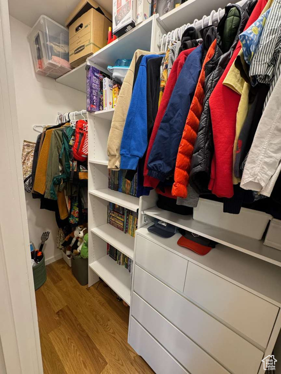 Spacious closet with wood finished floors