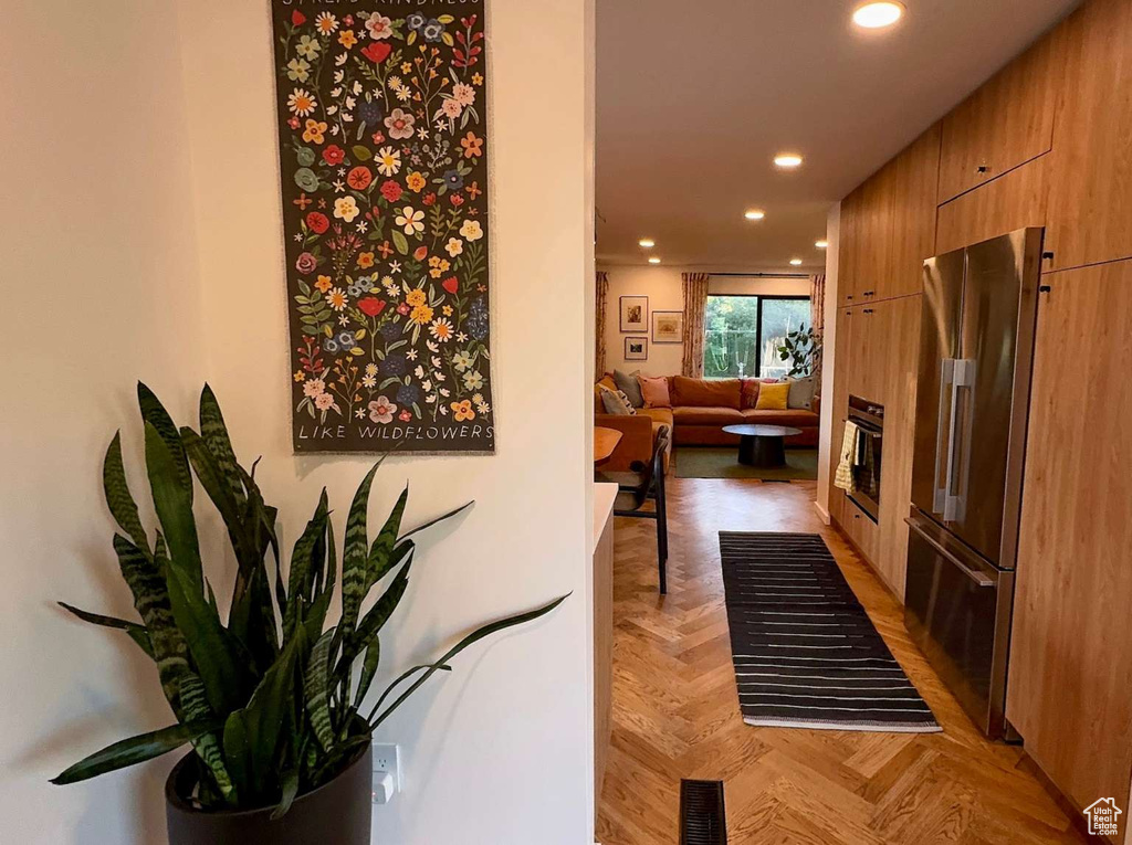 Hall featuring recessed lighting