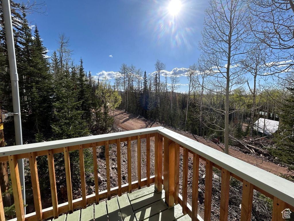 Balcony with a view of trees