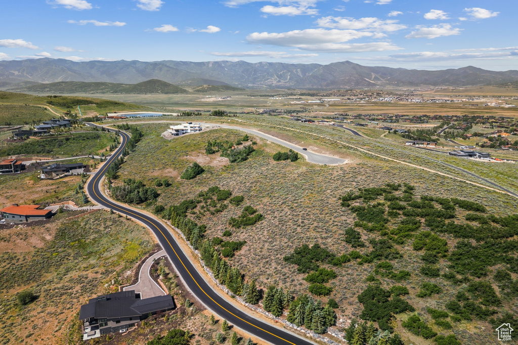 Overview of rural landscape with mountains