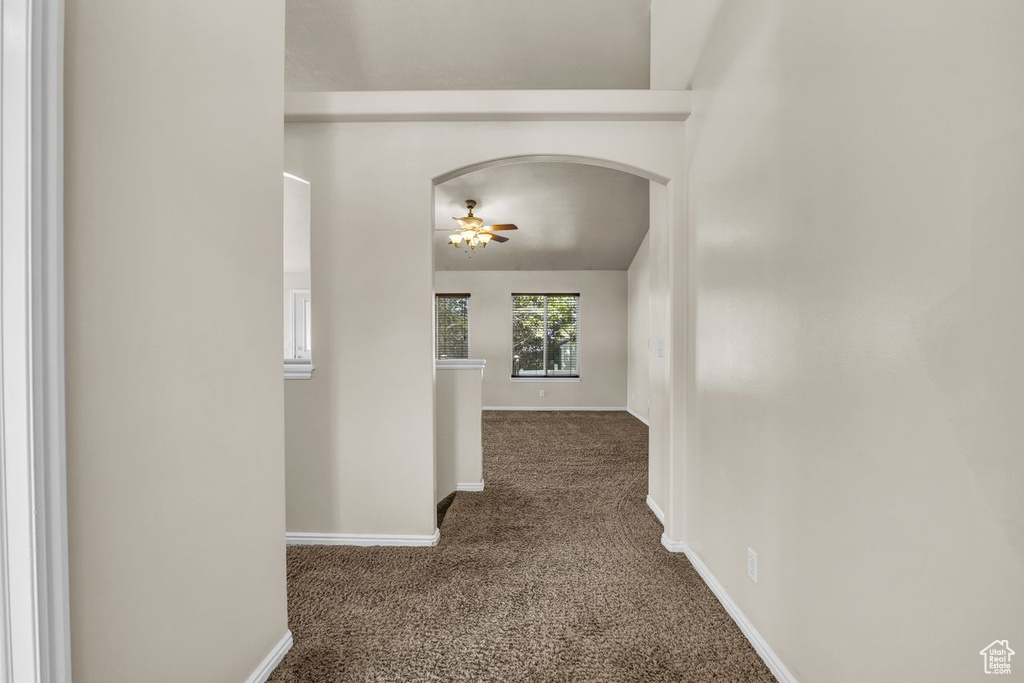 Hall with carpet and arched walkways