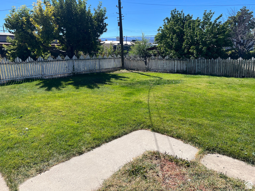 View of fenced backyard