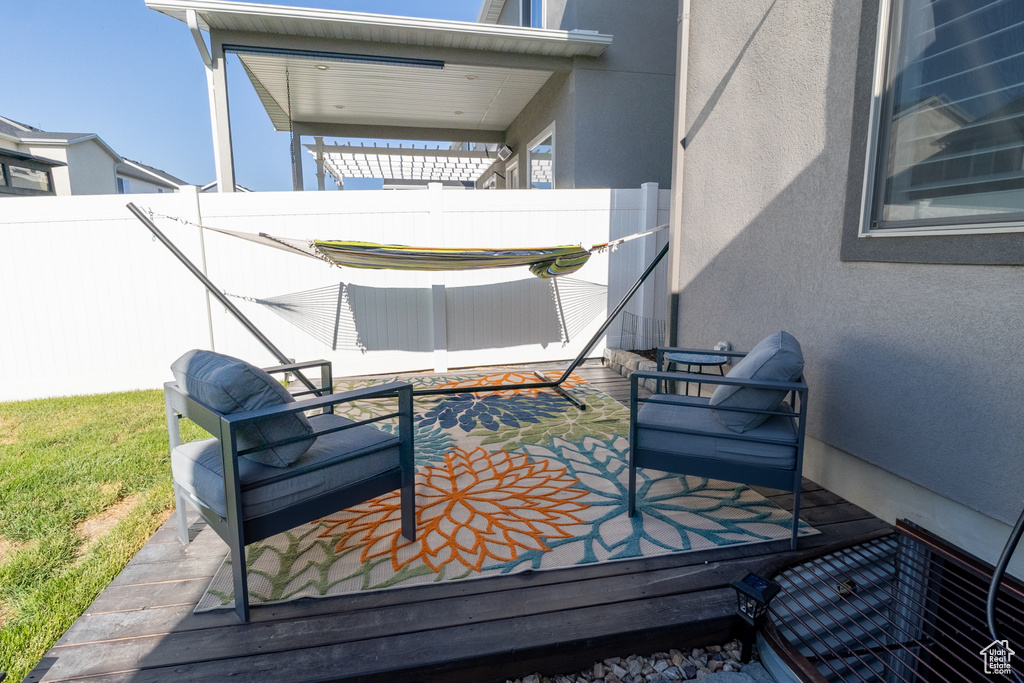 View of fenced backyard